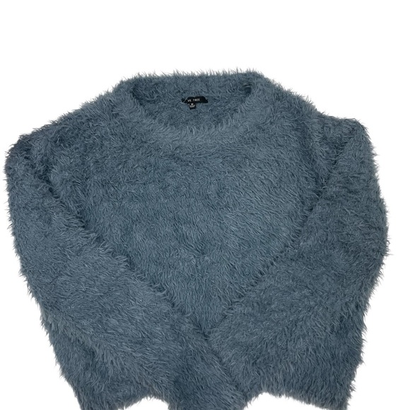 Love Tree Blue Fuzzy Crop Top - Picture 2 of 5